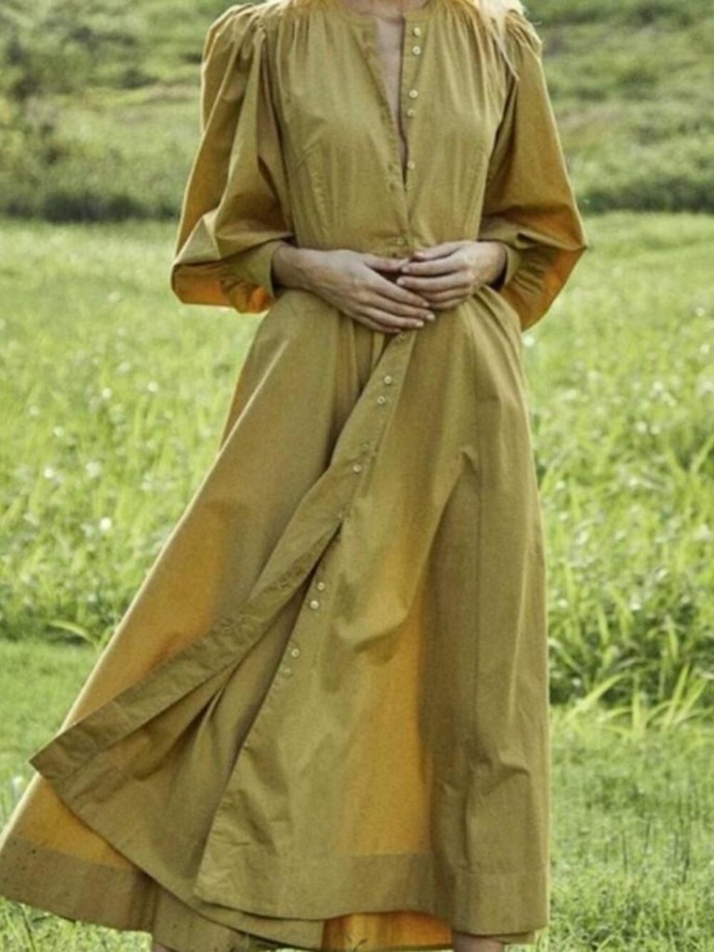 🍂 DÔEN Edlynne | Archival Oregano Gold Poet Dress